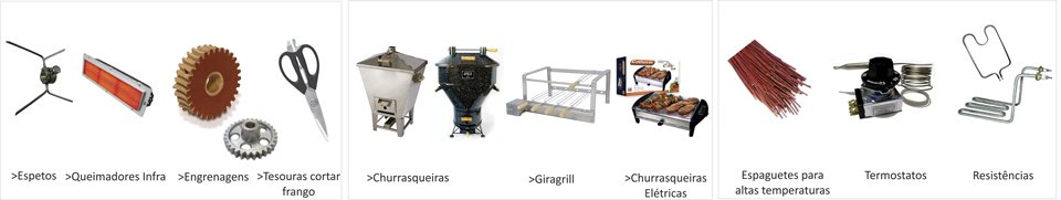 ACESSÓRIOS PARA MÁQUINAS DE FRANGO, CHURRASQUEIRAS, RESISTÊNCIAS E TERMOSTATOS